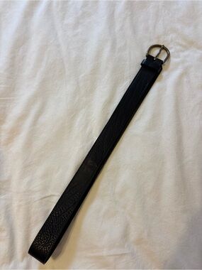 Madewell Black Leather Belt with Gold Buckle
